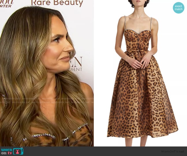 Keltie’s leopard print crystal trim dress on E! News