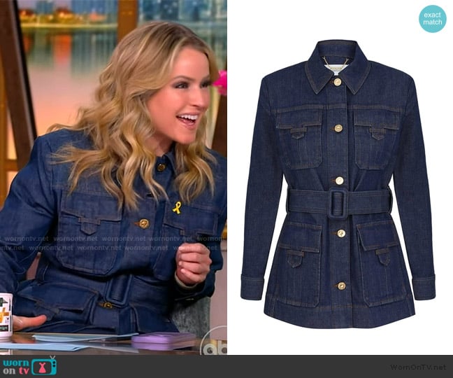 Zimmermann Illuminate denim safari jacket worn by Sara Haines on The View