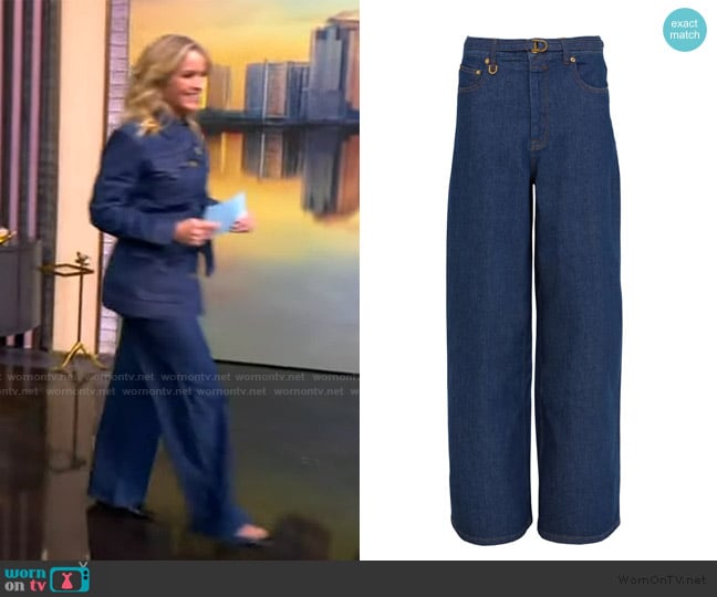 Zimmermann Illuminate belted high-rise wide-leg jeans worn by Sara Haines on The View