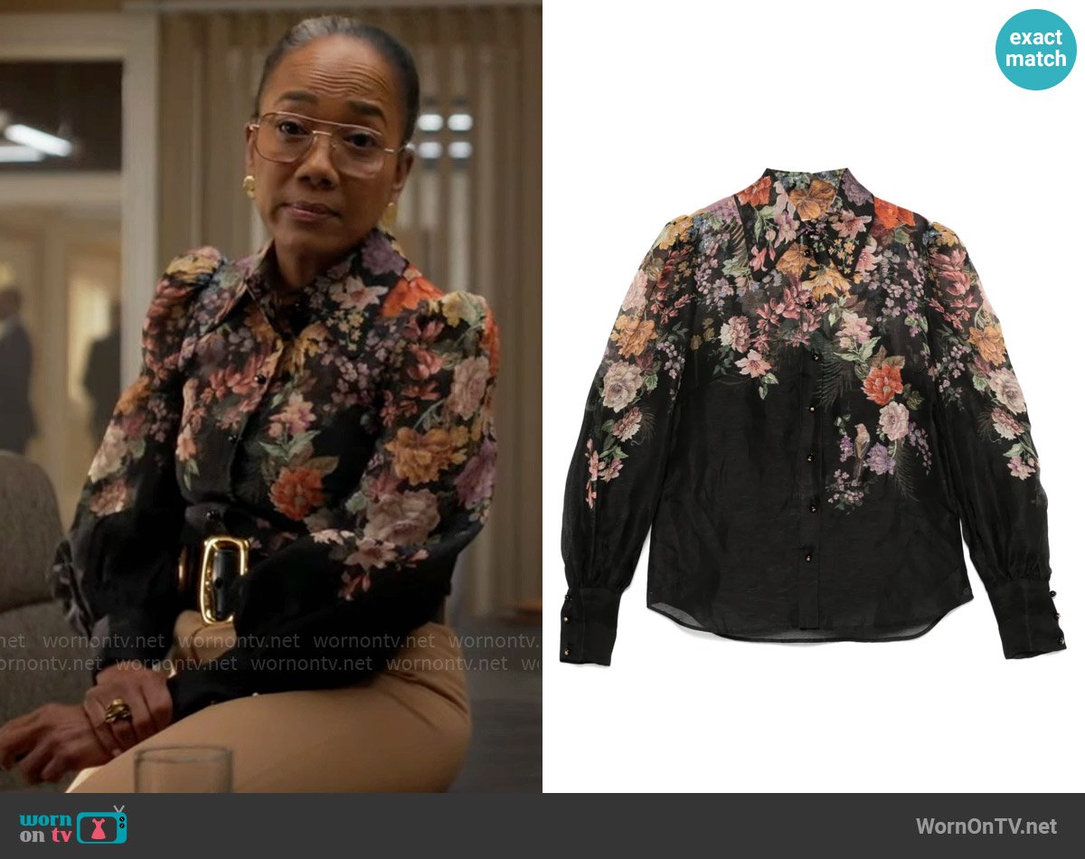 Zimmermann Pavilion Blouse worn by Amanda Wagner (Sonja Sohn) on Will Trent