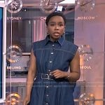 Zinhle’s belted denim midi dress on NBC News Daily