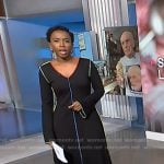 Zinhle’s black dress with multicolor piping on NBC News Daily