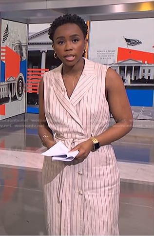 Zinhle's ivory pinstripe dress on NBC News Daily