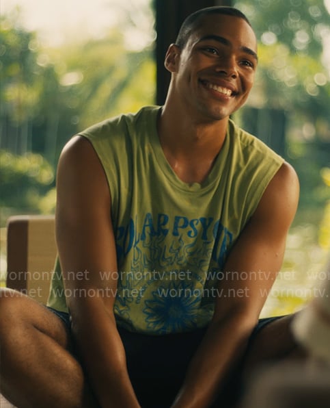 Zion's Solar Psyche tank top on The White Lotus