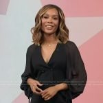 Zuri’s black sheer blazer dress on Access Hollywood