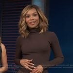 Zuri’s brown mixed media mini dress on Access Hollywood