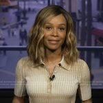 Zuri’s beige ribbed polo on Access Hollywood