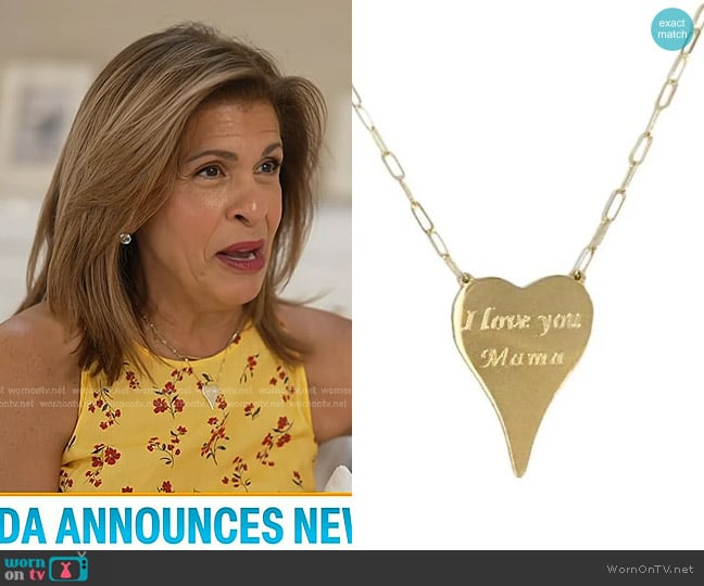 Jennifer Miller Heart Necklace worn by Hoda Kotb on Today