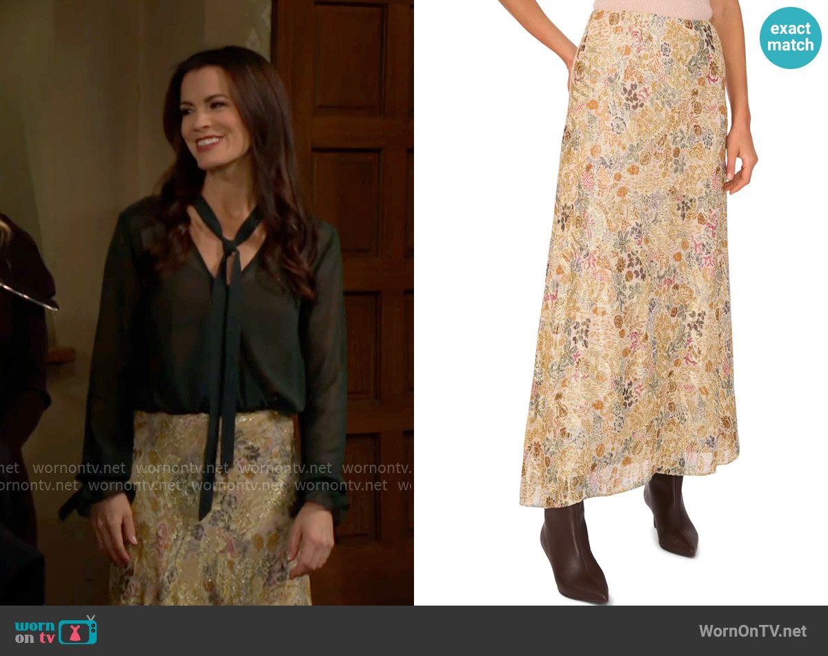 1.State Metallic Floral Maxi Skirt worn by Chelsea Lawson (Melissa Claire Egan) on The Young and the Restless