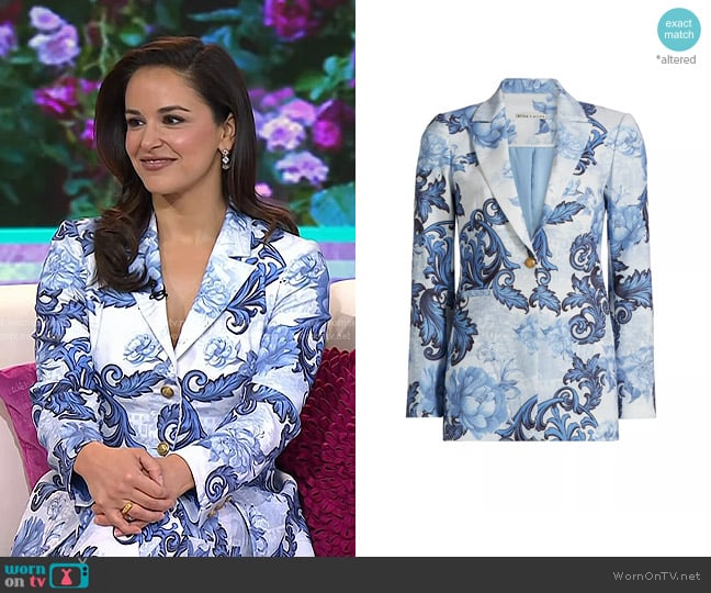 Alice + Olivia Breann Floral Peak Lapel Blazer worn by Melissa Fumero on Today