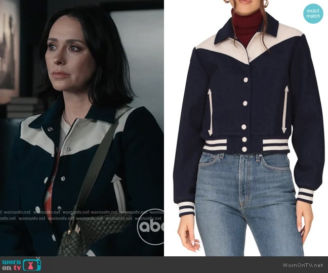 Avec Les Filles Western Bomber Jacket worn by Maddie Kendall (Jennifer Love Hewitt) on 9-1-1