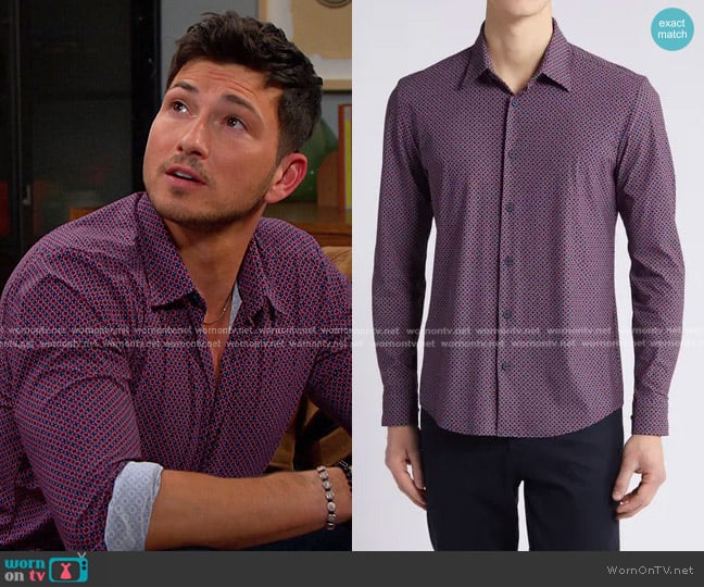 Boss Printed Button-Up Shirt worn by Alexander Kiriakis (Robert Scott Wilson) on Days of our Lives