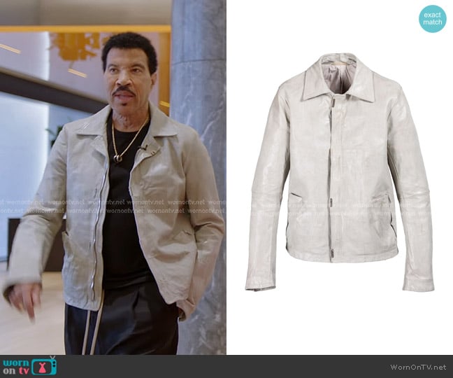 Carol Christian Poell Object Dyed Lined Scarstitch Leather Jacket in Grey worn by Lionel Richie on American Idol