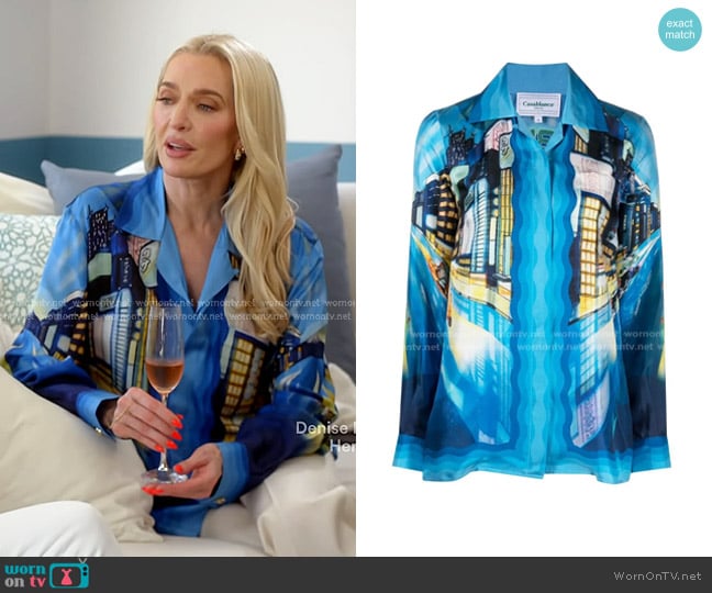 Casablanca Tokyo Nights Silk Shirt worn by Erika Jayne on The Real Housewives of Beverly Hills