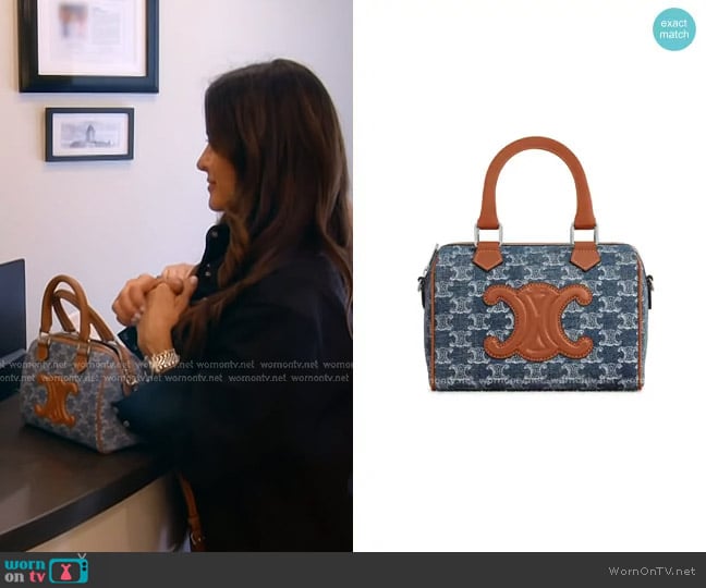 Celine Small Boston with Triomphe all-over worn by Kyle Richards on The Real Housewives of Beverly Hills