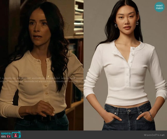 Citizens of Humanity Varra Henley Top in white worn by Amber Braeburn (Abigail Spencer) on 9-1-1