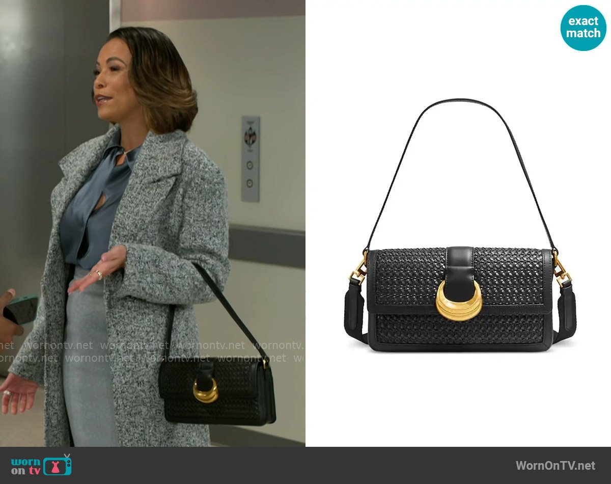 Donna Karan Valley Stream Woven Buckle Shoulder worn by Nicole Dupree Richardson (Daphnee Duplaix) on Beyond the Gates