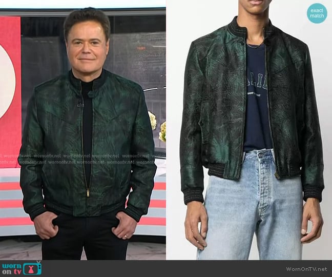 Saint Laurent Foliage Jacquard Bomber Jacket worn by Donny Osmond on Today