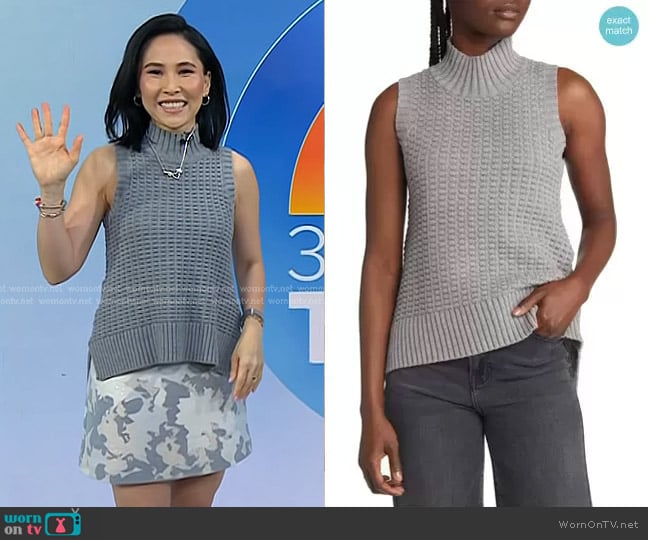 French Connection Mozart Popcorn Stitch Sleeveless Cotton Sweater worn by Vicky Nguyen on Today