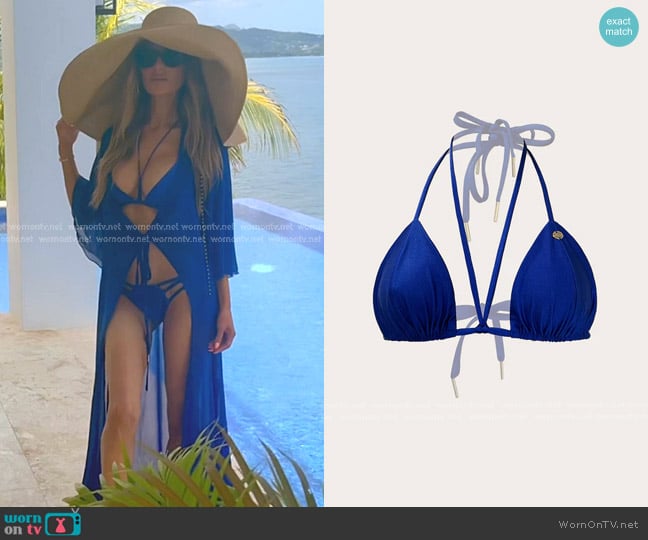 Dorit’s blue strappy bikini top on RHOBH