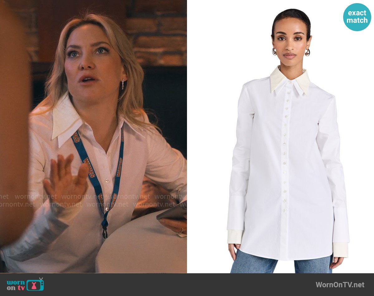 Isla’s white layered collar shirt on Running Point