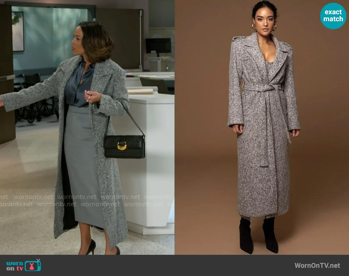 JLuxLabel Savannah Belted Tweed Coat worn by Nicole Dupree Richardson (Daphnee Duplaix) on Beyond the Gates