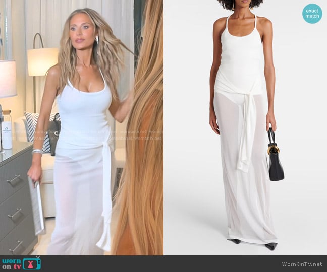 Dorit’s white tie waist sheer dress on RHOBH