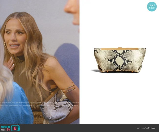 Khaite The Aimee Python-effect clutch Bag worn by Dorit Kemsley on The Real Housewives of Beverly Hills