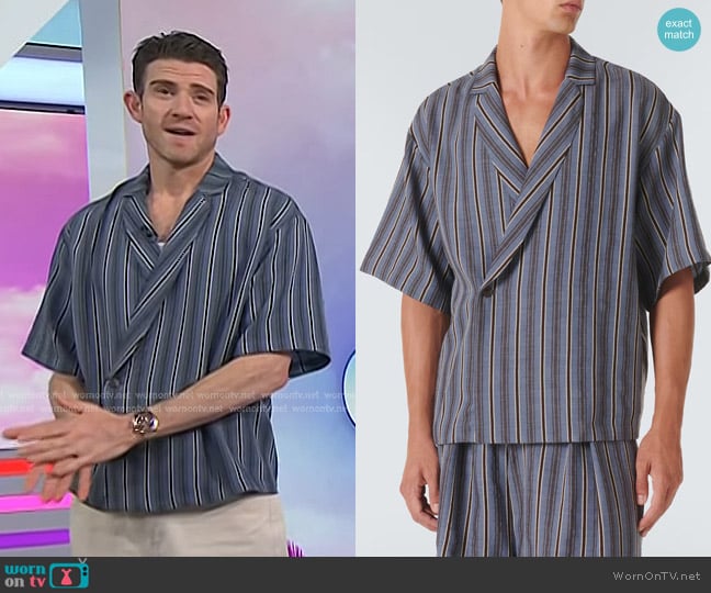 King & Tuckfield Striped Virgin Wool Shirt worn by Bryan Greenberg on Today