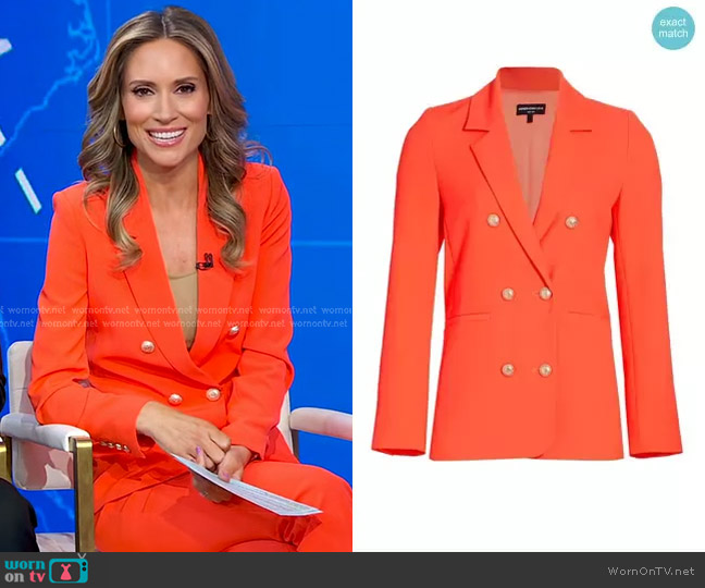 Generation Love Leighton Crepe Blazer in Papaya worn by Rhiannon Ally on Good Morning America