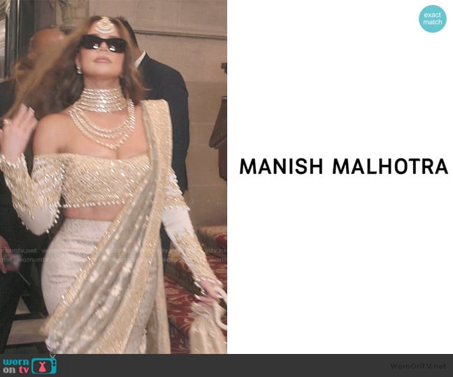 Manish Malhotra Bespoke Aureate Ivory Lehenga worn by Khloe Kardashian (Khloe Kardashian) on The Kardashians