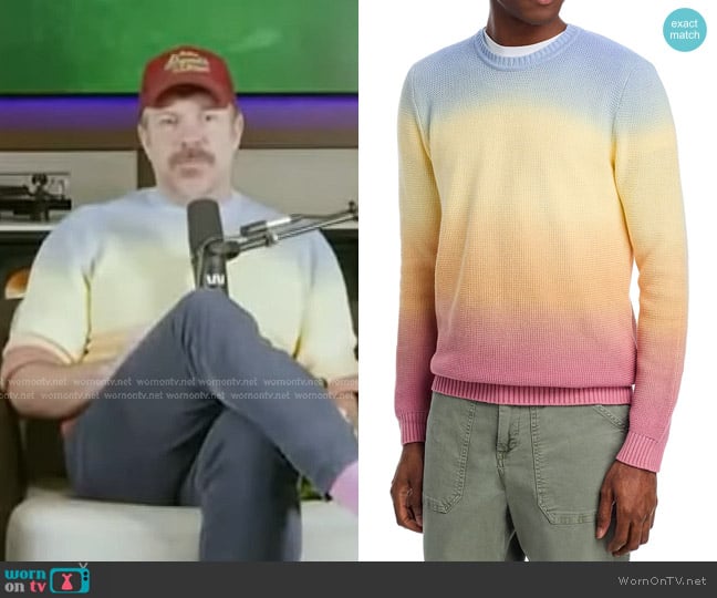 Marine Layer Ombré Cotton Sweater worn by Jason Sudeikis on Access Hollywood