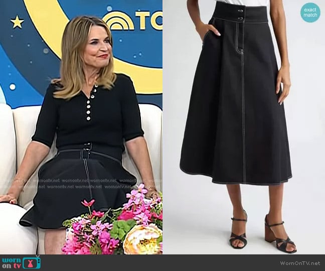 Max Mara Cotton & Linen Canvas Midi Skirt worn by Savannah Guthrie on Today