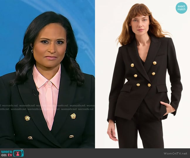 Veronica Beard Miller Dickey Jacket in Black with Gold Buttons worn by Kristen Welker on Today