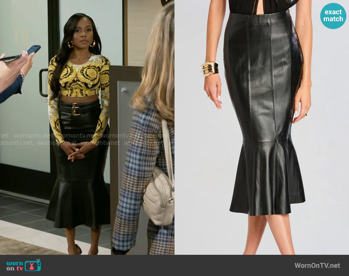 Retrofete Cassander Leather Skirt worn by Hayley Lawson (Marquita Goings) on Beyond the Gates