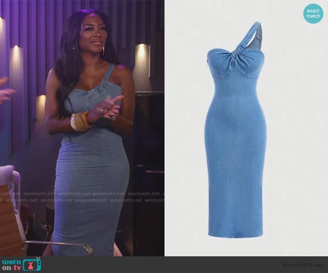 Kenya’s one shoulder denim dress on RHOA