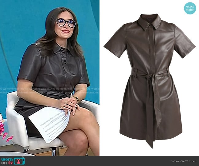 Scoop Faux Leather Collared Mini Shirt Dress worn by Savannah Sellers on Today