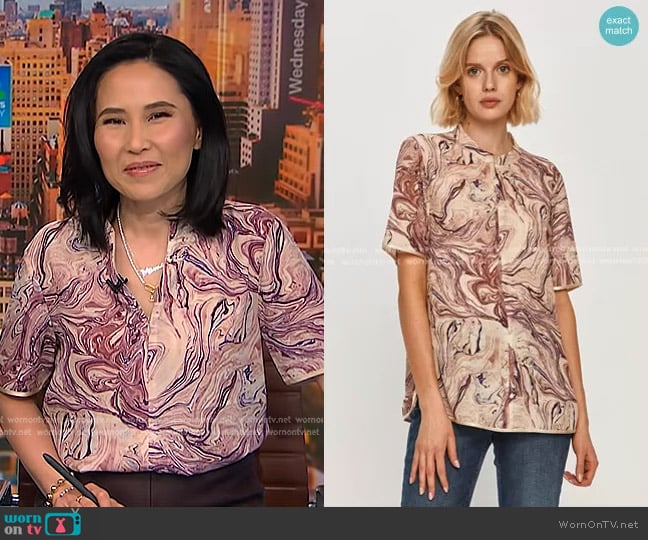 Scotch & Soda Marble Print Top worn by Vicky Nguyen on NBC News Daily