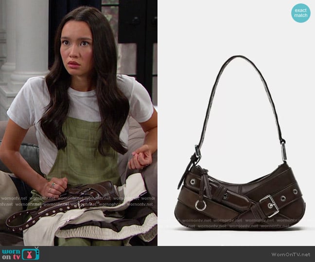 Zara Shoulder Bag with Belt Details worn by Sophia Choi (Rachel Boyd) on Days of our Lives