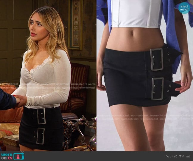 Silence + Noise Sophia Double Belted Micro Skort worn by Holly Jonas (Ashley Puzemis) on Days of our Lives