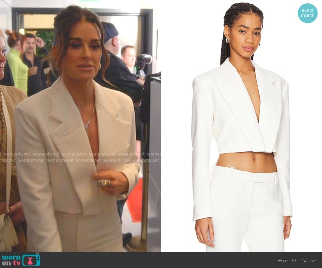 Smythe Cut Off Blazer in Ivory worn by Kyle Richards on The Real Housewives of Beverly Hills