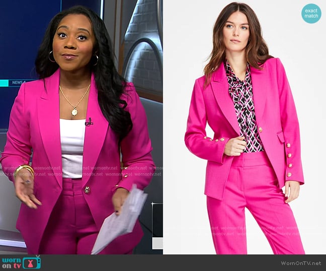 Tahari ASL Twill One Button Jacket in Shocking Pink worn by Kay Angrum on NBC News Daily