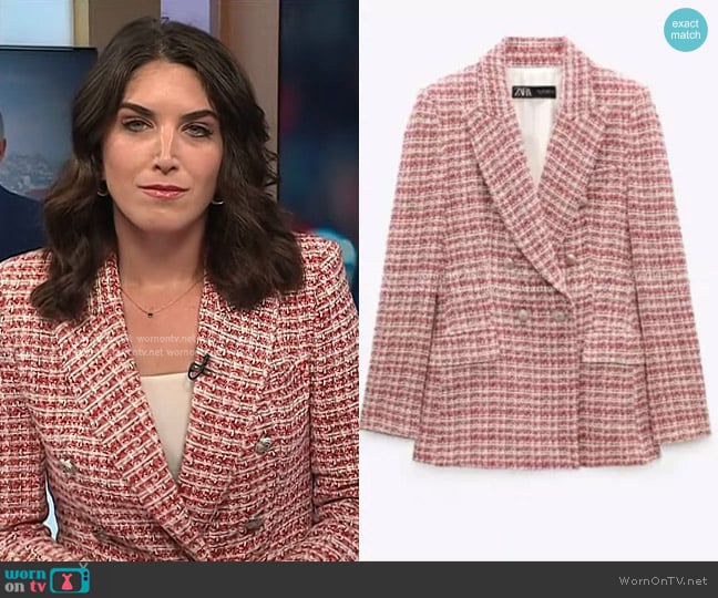 Zara Tailored Double-Breasted Blazer worn by Liz Kreutz on Today