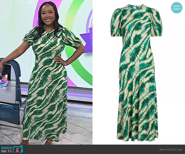 Ulla Johnson Ines Printed Silk Dress in Acacia worn by Makho Ndlovu on Today