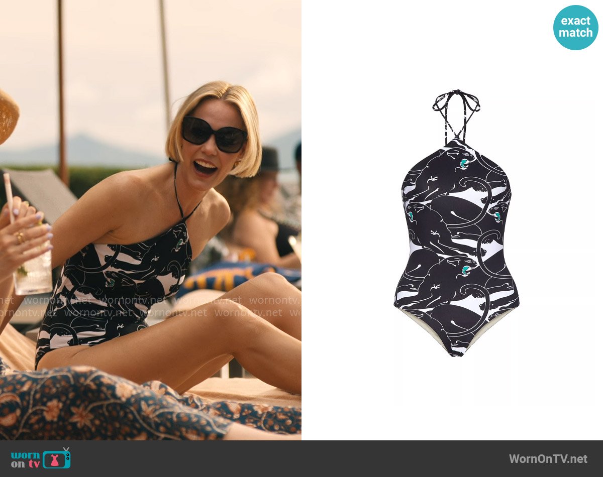 Valentino Garavani Panther Lycra Swimsuit worn by Kate (Leslie Bibb) on The White Lotus