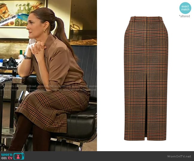 Veronica Beard Maxine Plaid Wool Maxi Skirt worn by Drew Barrymore on The Drew Barrymore Show