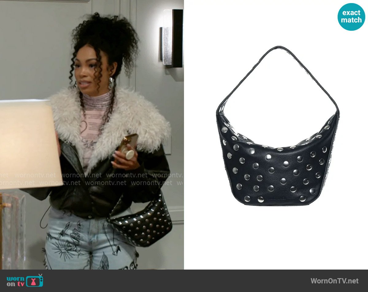 Walter Baker Hendrix Stud Leather Shoulder Bag worn by Chelsea Hamilton (RhonniRose Mantilla) on Beyond the Gates