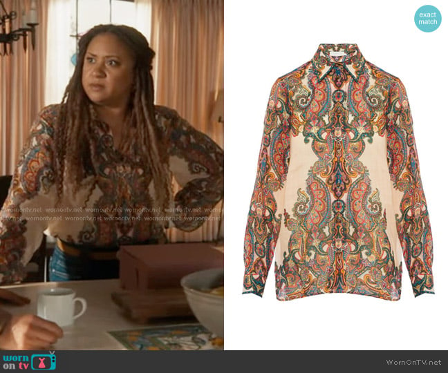 Zimmermann Ottie Oversized Paisley Shirt worn by Karen Wilson (Tracie Thoms) on 9-1-1