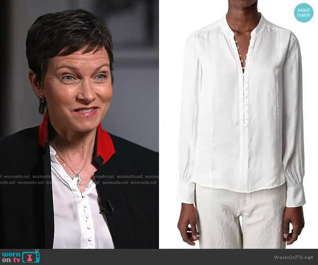 Zadig & Voltaire Twina Satin Button-Front Shirt in Judo worn by Stephanie Gosk on Today