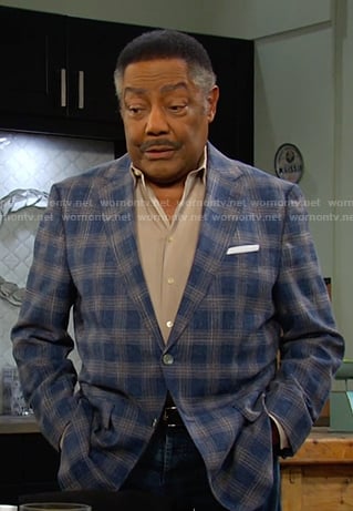 Abe's blue plaid blazer on Days of our Lives